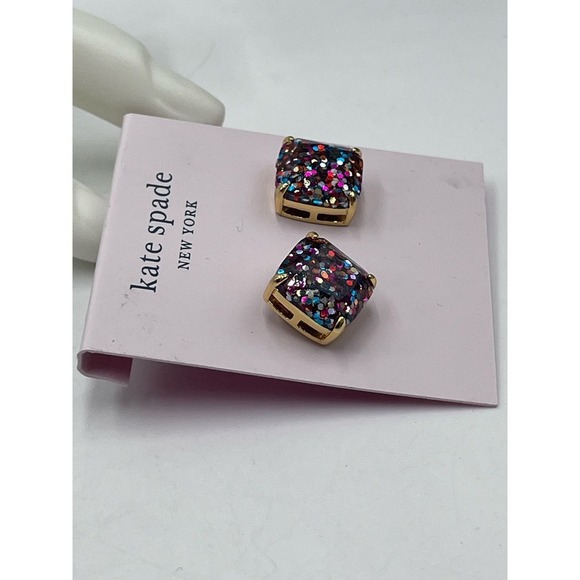 NWT KATE SPADE MULTICOLOR GLITTER
CRYSTAL SQUARE STUD
EARRINGS- - Picture 6 of 11